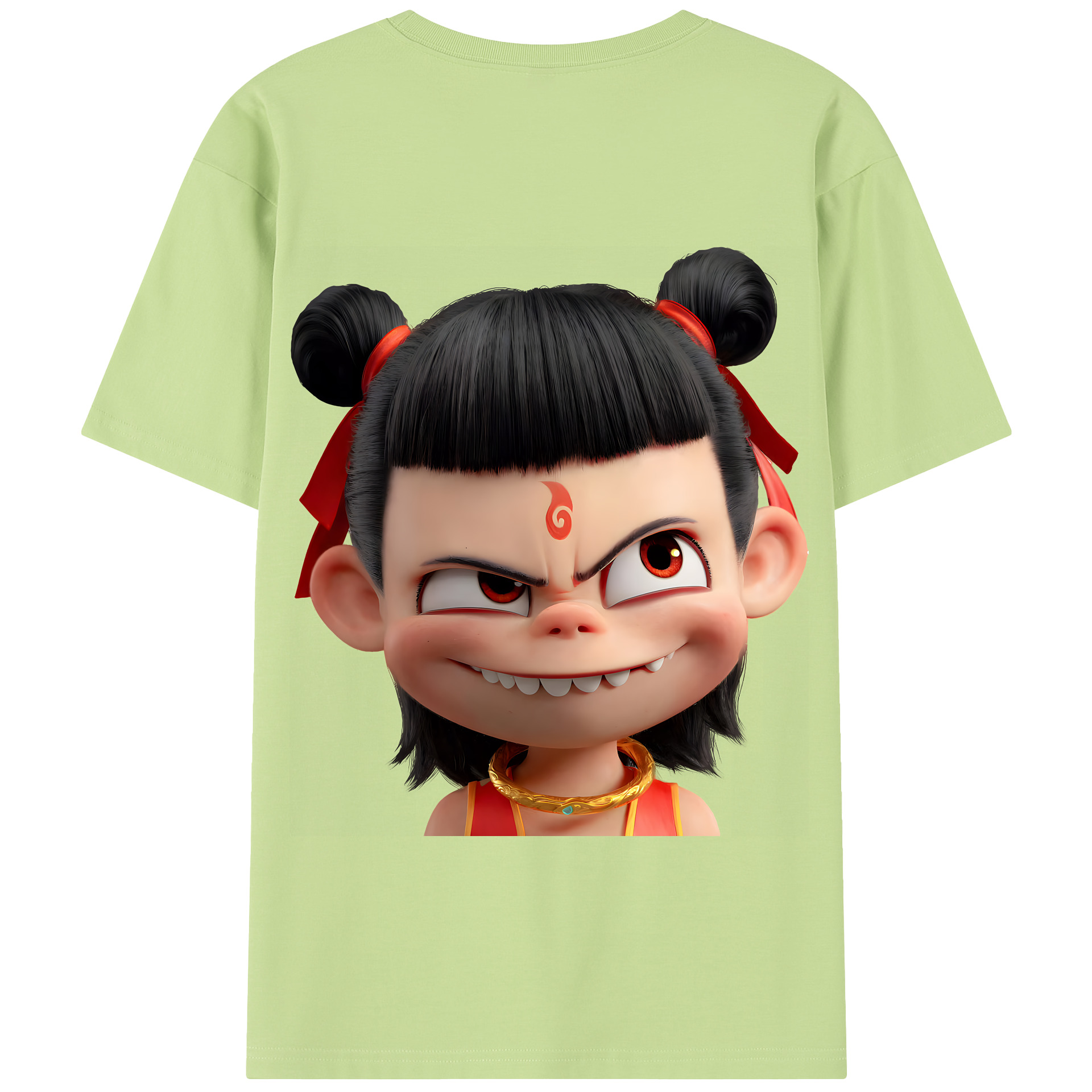（画像用） Ne Zha 2 ナタ 魔童の大暴れ 綿100％半袖Tシャツ（背面プリント）